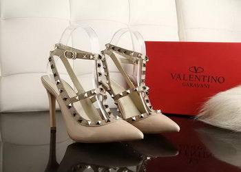 Valentino Patent Leather Rivet 100mm Sandal VT270YZM Apricot