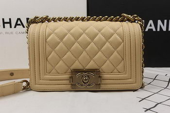 Boy Chanel mini Flap Bag Apricot Cannage Pattern A67025 Gold