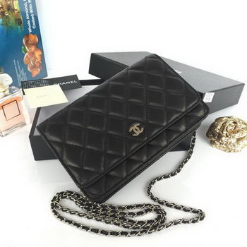 Chanel mini Flap Bag Black Original Sheepskin A33814 Silver