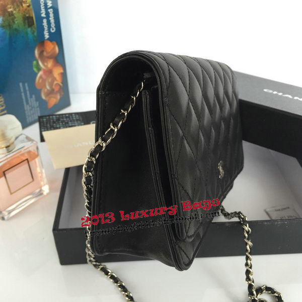 Chanel mini Flap Bag Black Original Sheepskin A33814 Silver