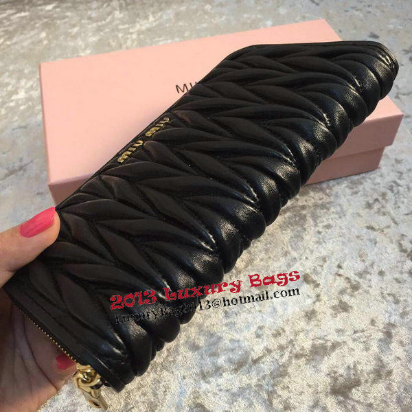 miu miu Matelasse Nappa Leather Wallet MM30150 Black