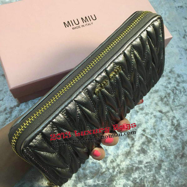 miu miu Matelasse Nappa Leather Wallet MM30150 Grey