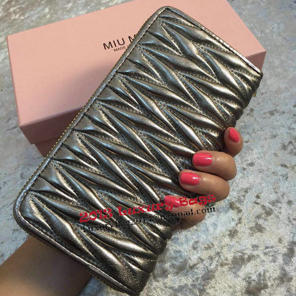 miu miu Matelasse Nappa Leather Wallet MM30150 Grey