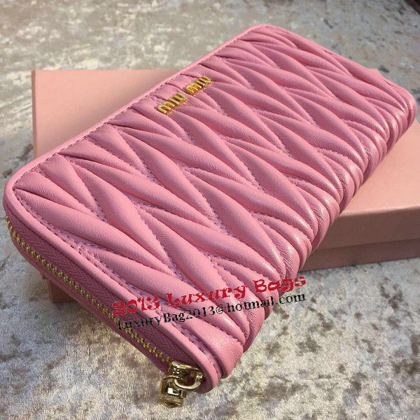 miu miu Matelasse Nappa Leather Wallet MM30150 Pink