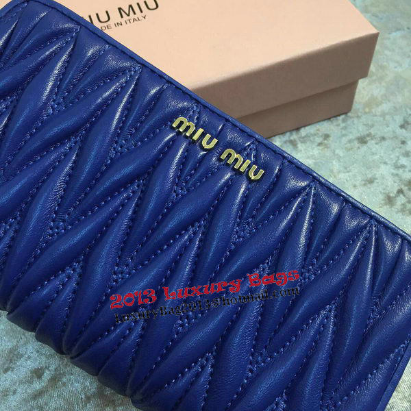 miu miu Matelasse Nappa Leather Wallet MM30150 Royal