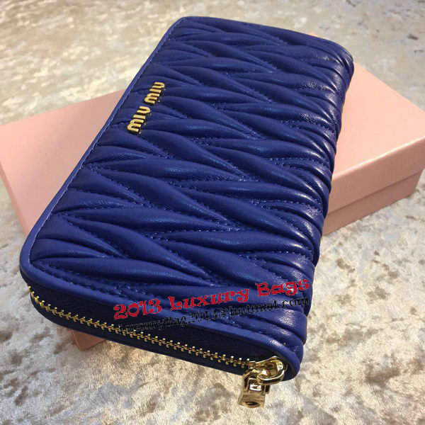 miu miu Matelasse Nappa Leather Wallet MM30150 Royal