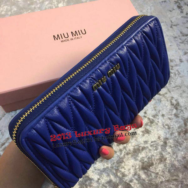 miu miu Matelasse Nappa Leather Wallet MM30150 Royal