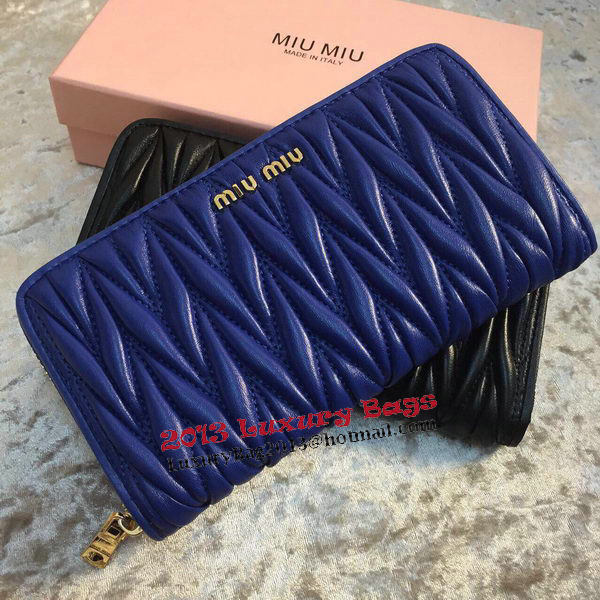 miu miu Matelasse Nappa Leather Wallet MM30150 Royal