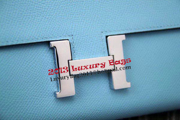 Hermes Constance Long Wallets Original Leather HA909 SkyBlue