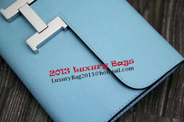 Hermes Constance Long Wallets Original Leather HA909 SkyBlue