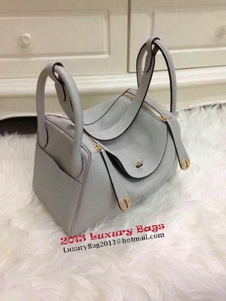 Hermes Lindy 30CM Grey Leather Shoulder Bag HLD30 Gold