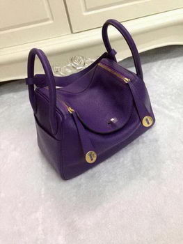 Hermes Lindy 30CM Purple Leather Shoulder Bag HLD30 Gold