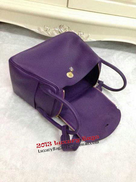 Hermes Lindy 30CM Purple Leather Shoulder Bag HLD30 Gold