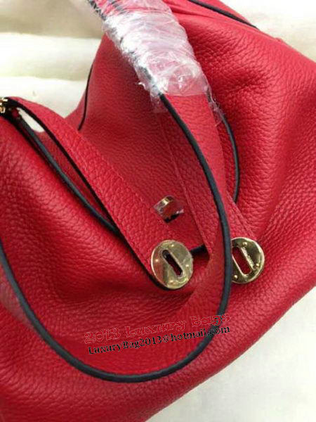 Hermes Lindy 30CM Red Leather Shoulder Bag HLD30 Gold