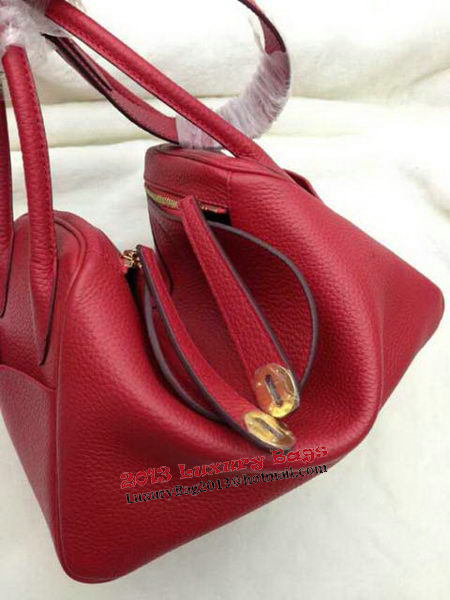 Hermes Lindy 30CM Red Leather Shoulder Bag HLD30 Gold