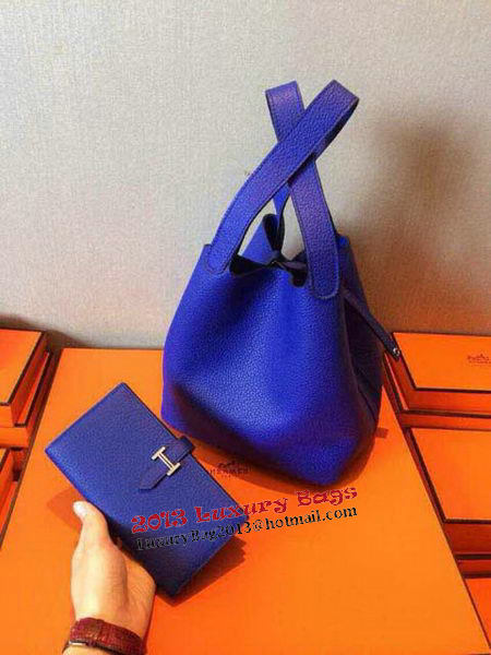 Hermes Picotin Lock 22cm Bags Litchi Leather HPT22 Blue