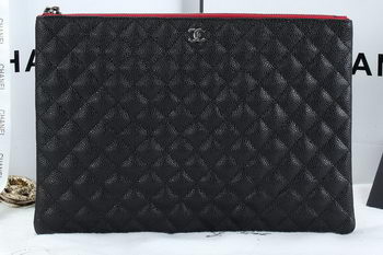 Chanel A6952 Clutch Bag Cannage Pattern Leather Black