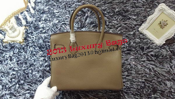 Hermes Birkin 30CM Tote Bags Litchi Leather H30LI Khaki