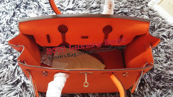 Hermes Birkin 30CM Tote Bags Litchi Leather H30LI Orange