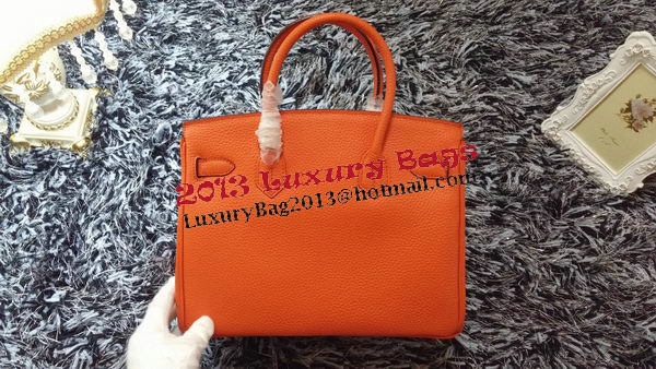 Hermes Birkin 30CM Tote Bags Litchi Leather H30LI Orange