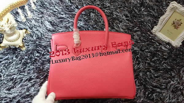 Hermes Birkin 30CM Tote Bags Litchi Leather H30LI Pink