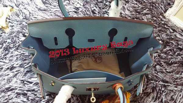 Hermes Birkin 30CM Tote Bags Litchi Leather H30LI Skyblue