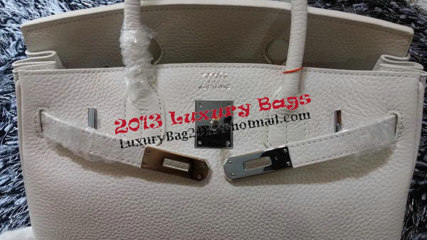 Hermes Birkin 30CM Tote Bags Litchi Leather H30LI White