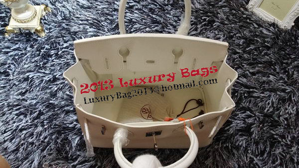 Hermes Birkin 30CM Tote Bags Litchi Leather H30LI White