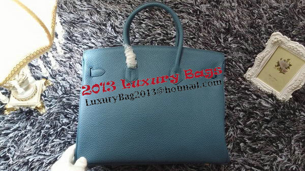 Hermes Birkin 35CM Tote Bag Litchi Leather HB35GL Blue