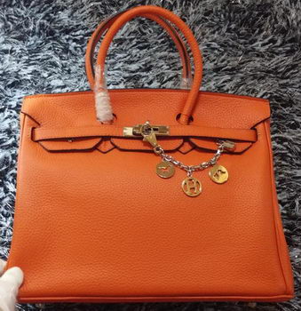 Hermes Birkin 35CM Tote Bag Litchi Leather HB35GL Orange