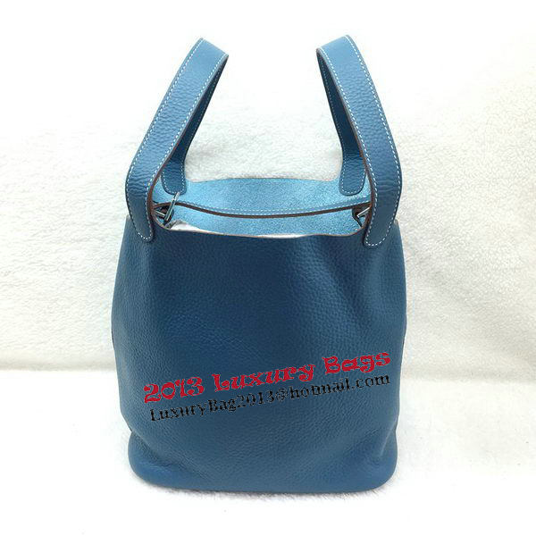 Hermes Picotin Lock 22cm Bags Litchi Leather HPL1048 Blue