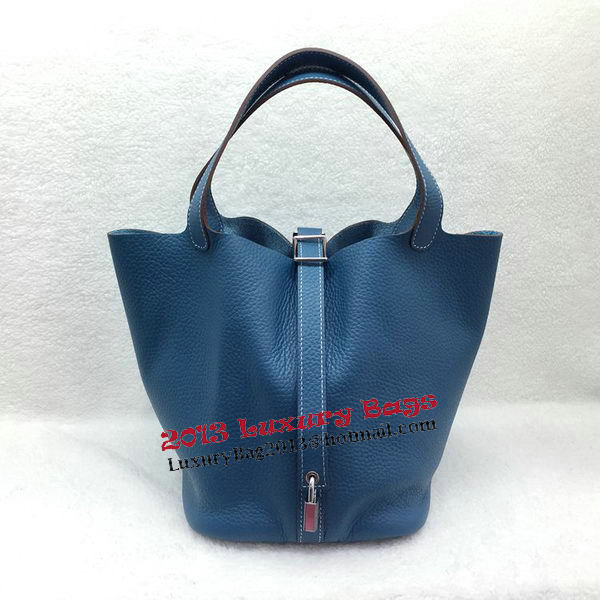 Hermes Picotin Lock 22cm Bags Litchi Leather HPL1048 Blue