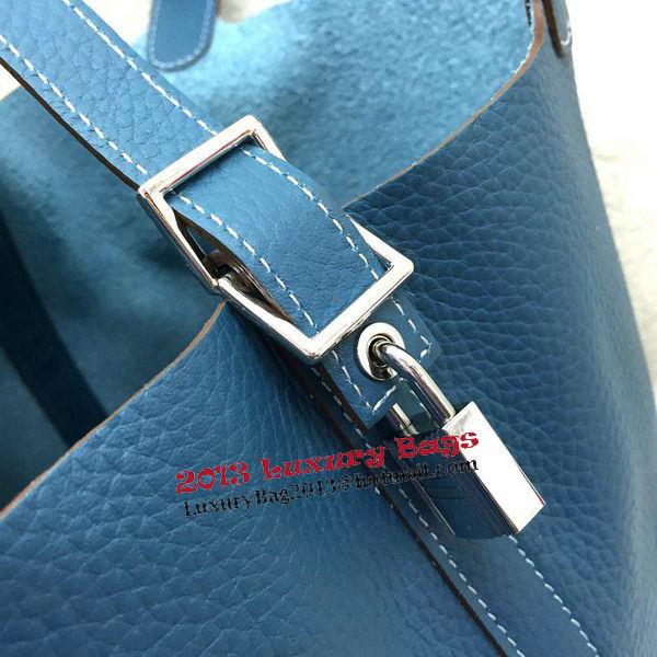 Hermes Picotin Lock 22cm Bags Litchi Leather HPL1048 Blue