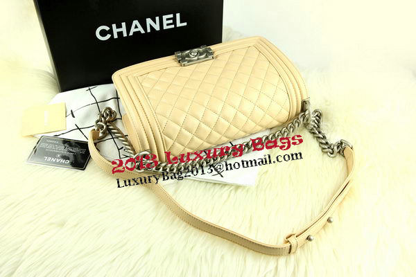 Boy Chanel Flap Bag Original Apricot Pearl Sheepskin Leather A67086 Silver