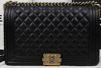 Boy Chanel Flap Bags Original Black Cannage Pattern A67088 Gold