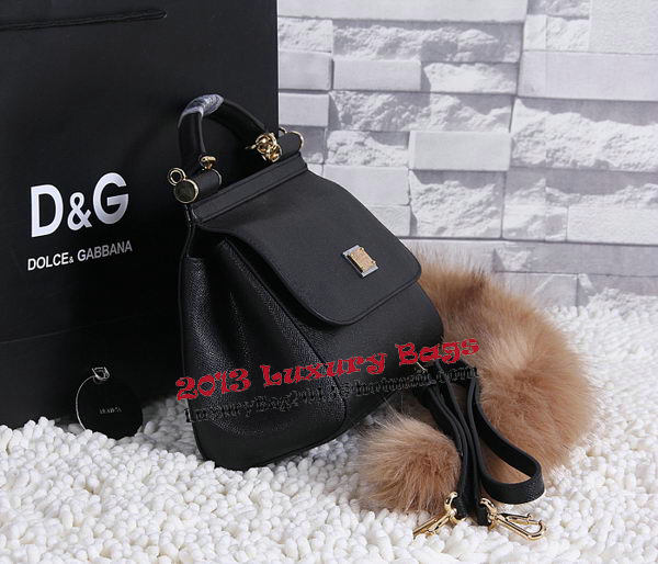 Dolce & Gabbana SICILY Calfskin Tote Bag BB4136 Black