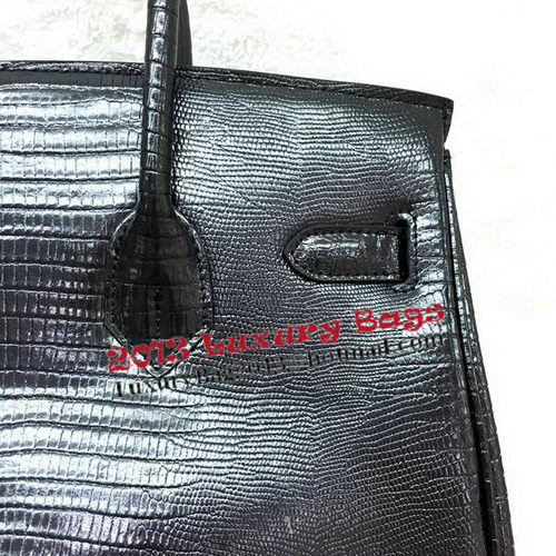 Hermes Birkin 30CM Tote Bags Lizard Leather H30LI Black