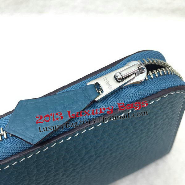 Hermes Evelyn Long Zip Wallet Litchi A808 Blue Hermes Evelyn Long Zip Wallet Litchi A808 Blue