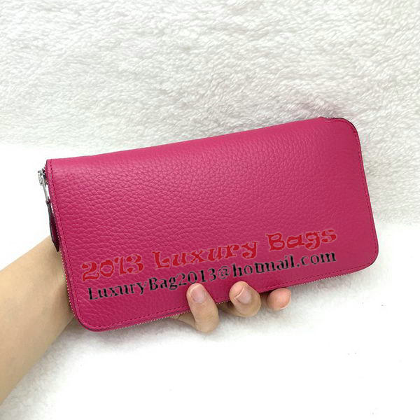 Hermes Evelyn Long Zip Wallet Litchi A808 Rose