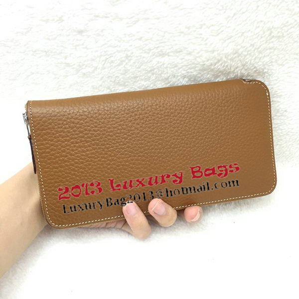 Hermes Evelyn Long Zip Wallet Litchi A808 Wheat