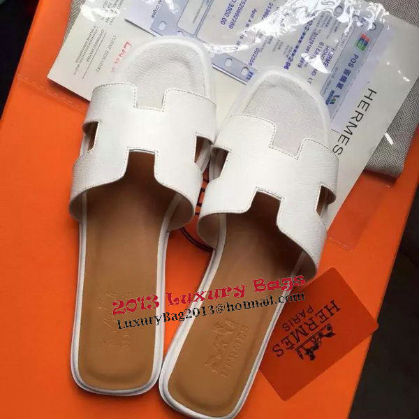 Hermes Slipper Calfskin Leather HO0476 White