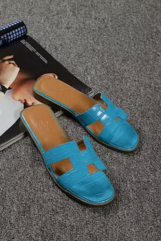 Hermes Slipper Croco Leather HO0451 Blue