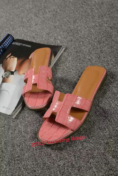 Hermes Slipper Croco Leather HO0451 Pink