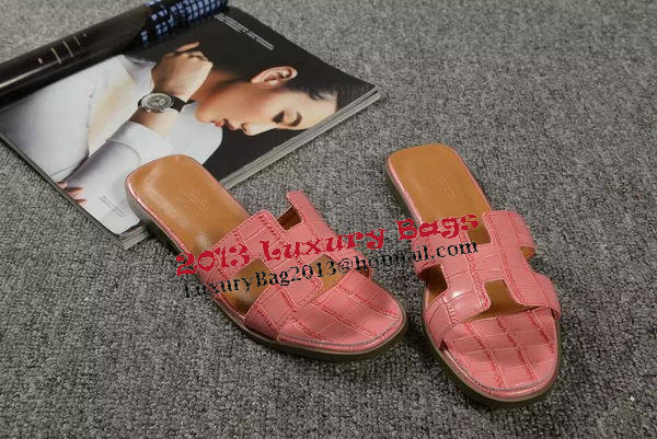 Hermes Slipper Croco Leather HO0451 Pink