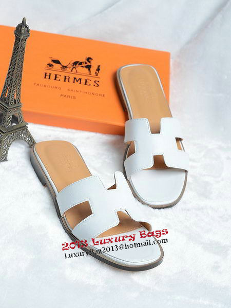 Hermes Slipper Leather HO0418 White