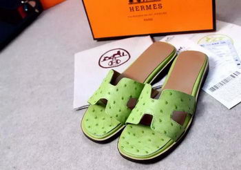 Hermes Slipper Ostrich Leather HO0486 Green