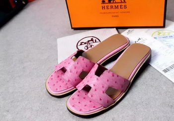 Hermes Slipper Ostrich Leather HO0486 Pink