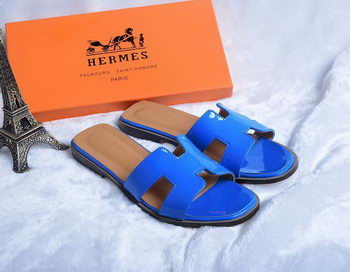 Hermes Slipper Patent Leather HO0430 Blue