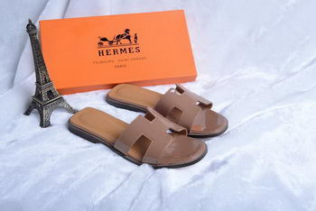 Hermes Slipper Patent Leather HO0430 Brown