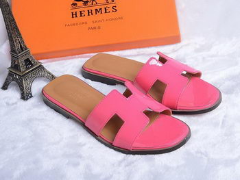 Hermes Slipper Patent Leather HO0430 Rose